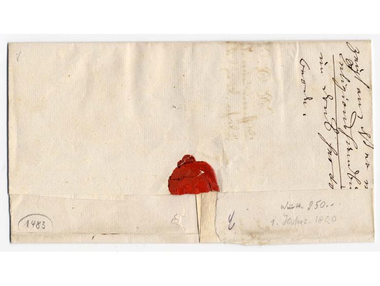 "Waldshut", Schreibschrift-L1 auf reparierter Briefhülle nach Konstanz sowie "WALDSHUT. R.2." als Transitstempel rückseitig a