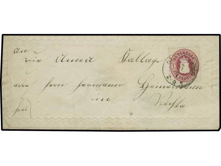1862, Durchstich 10: 1 Gr. mit DKr. von Oldenburg auf kleinem Zierbrief mit farblos geprägter Randborde nach Vechta mit Ankun