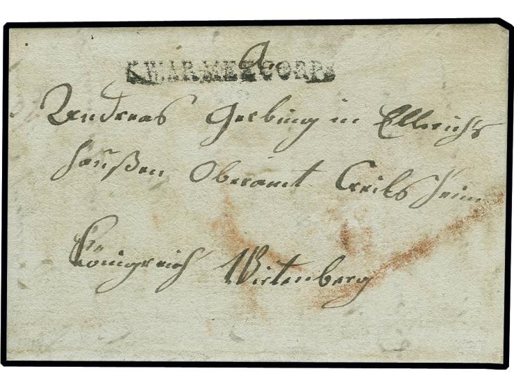 "K.W. ARMEECORPS", L1 sauber auf kpl. Brief 1817 von Oberbronn im Elsaß nach Crailsheim; in der Innenfaltung mit kleinen Lage