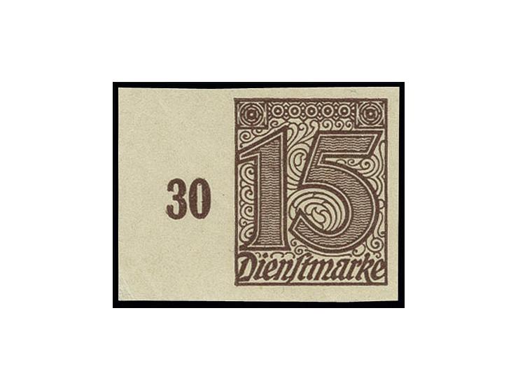 ohne Ziffer "21": 15 Pfg., ungezähntes Randstück, postfrisch, unsign., Fotoattest Dr. Oechsner BPP (Mi. 1.800,-)