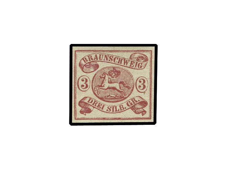 3 Silbergroschen rosa, sehr tiefe dunkle Farbe, allseits gleichmäßig gut gerandet, ungebraucht mit Originalgummi, Kabinett, s
