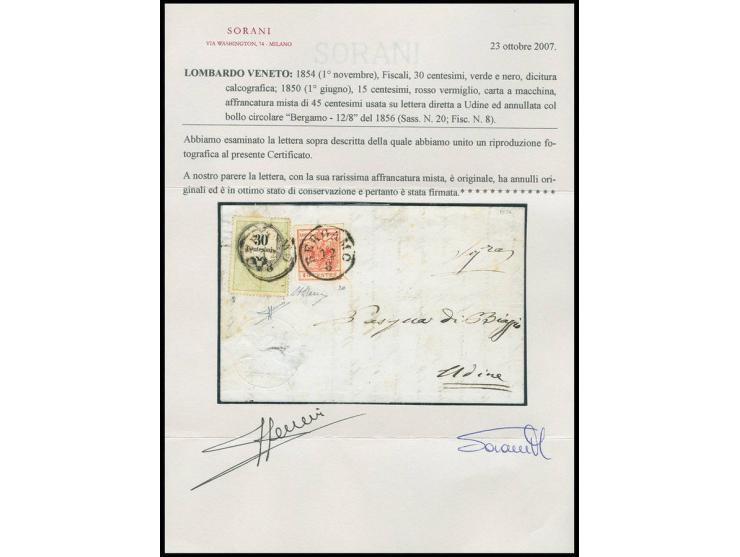 Stichtiefdruck: 30 C. grün/schwarz als Freimarke gebraucht in Mischfrankatur mit Maschinenpapier 50 C. rot, voll- bis breitra