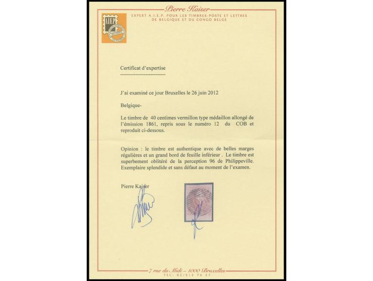 40 c. vermillion, fresh colour,  with bottom margin and good margins on three sides, used with almost centric numeral "96", v