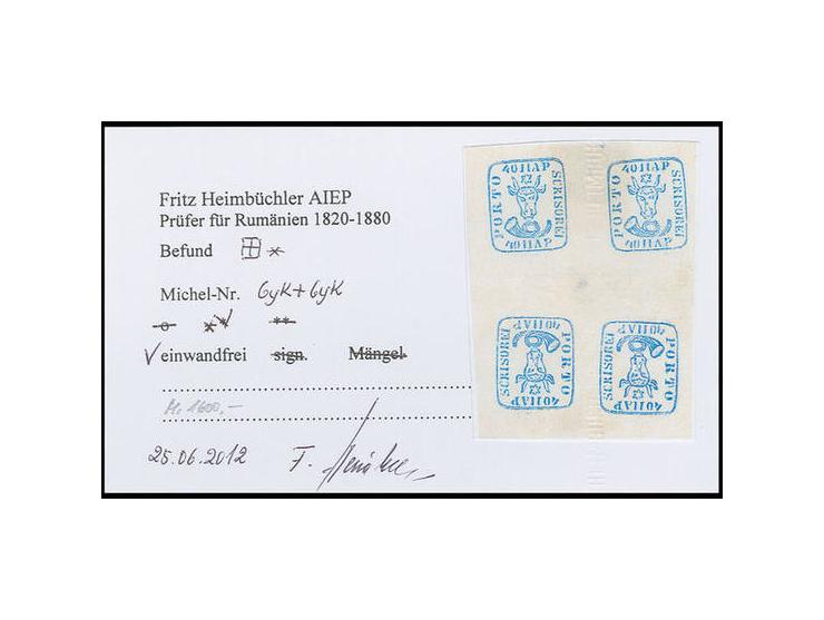 40 par. blue, block of four with two tête-bêche, mint, very fine, opinion Heimbüchler, ex collection Severin
