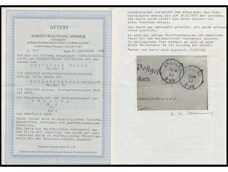 ½ Gr. ziegelrot in wertstufengleicher Mischfrankatur mit NDP ½ Gr. gezähnt, beide Marken in ursprünglicher Frische, einwandfr