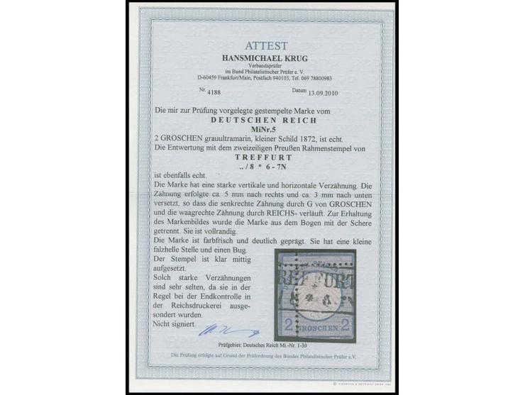 2 Gr. grauultramarin mit starker vertikaler und horizontaler Verzähnung (ca. 5 mm nach rechts und 3 mm nach unten), so dass d
