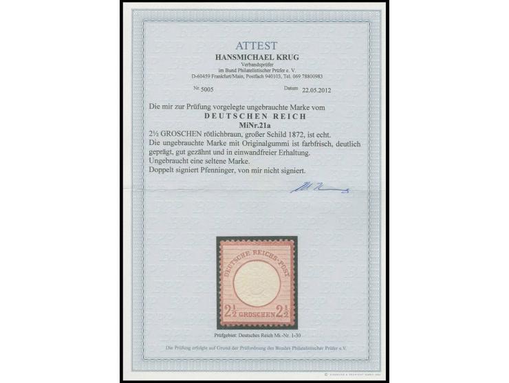 2 ½ Gr. rötlichbraun, ungebraucht, farbfrisch, deutlich geprägt und gut gezähnt, tadellos, doppelt sign. Pfenninger, Fotoatte