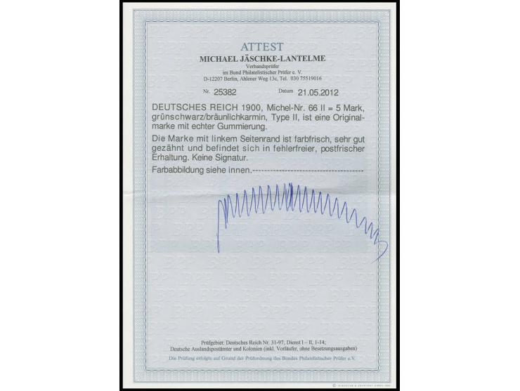 5 M., Type II, linkes Randstück mit Passerkreuz, postfrisch, Kabinett, Fotoattest Jäschke-Lantelme BPP (Mi. 1800,-)