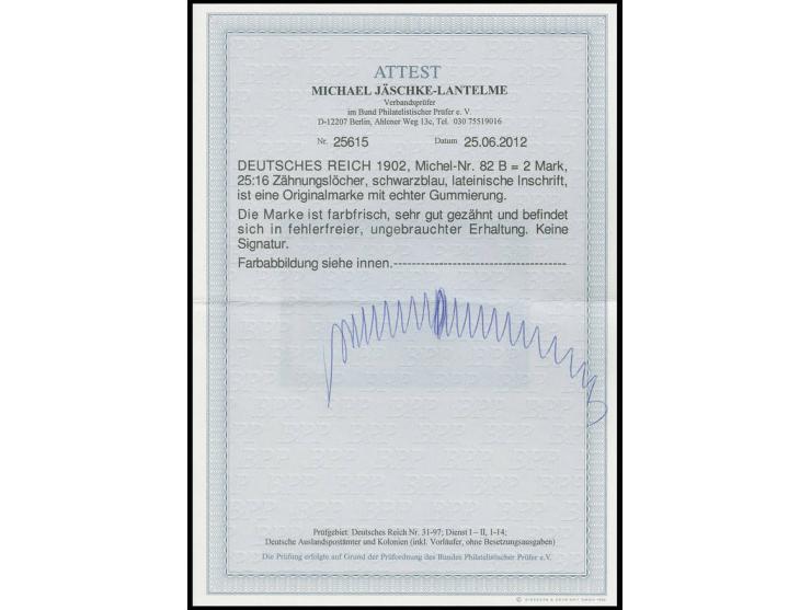 2 M., schwarzblau, lateinisch, ungebraucht, tadellos, Fotoattest Jäschke-L. BPP (Mi. 1.300,-)