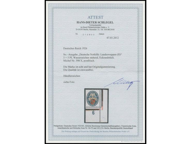 5 Pfg., rechte untere Bogenecke, postfrisch, Pracht, private Signatur und Fotoattest Schlegel BPP (Mi. 1700,-)