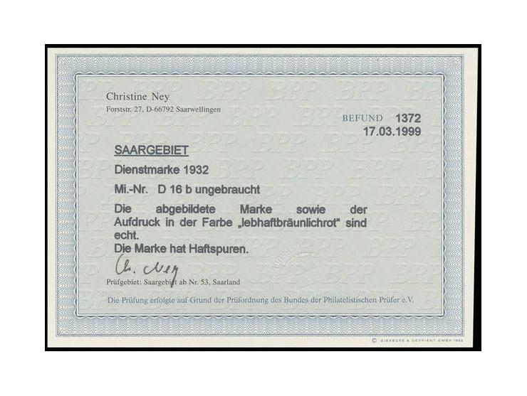 1927, 30 C.,  Aufdruck in lebhaftbräunlichrot,ungebraucht mit Anhaftungen, u.a. sign. Dr. Dub und Hoffmann BPP sowie Fotobefu