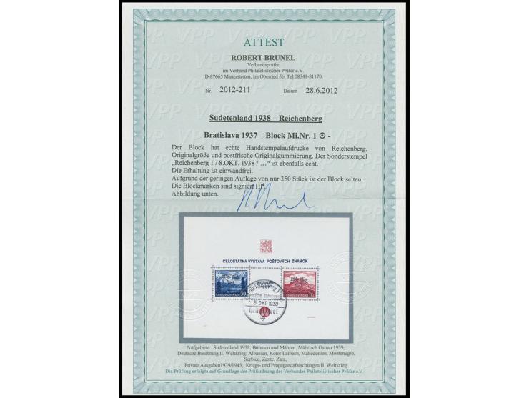 Bratislava-Block mit Sonderstempel, einwandfrei, private Signatur und Fotoattest Brunel