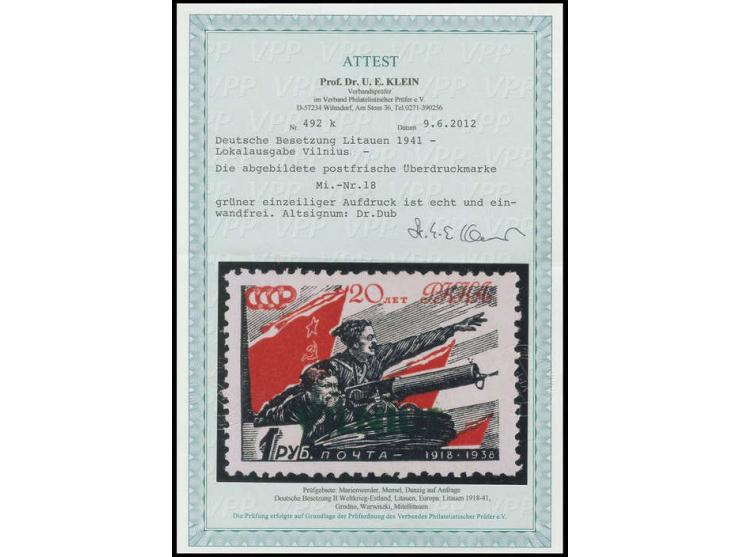 1 Rbl., postfrisch, Pracht, Fotoattest Klein