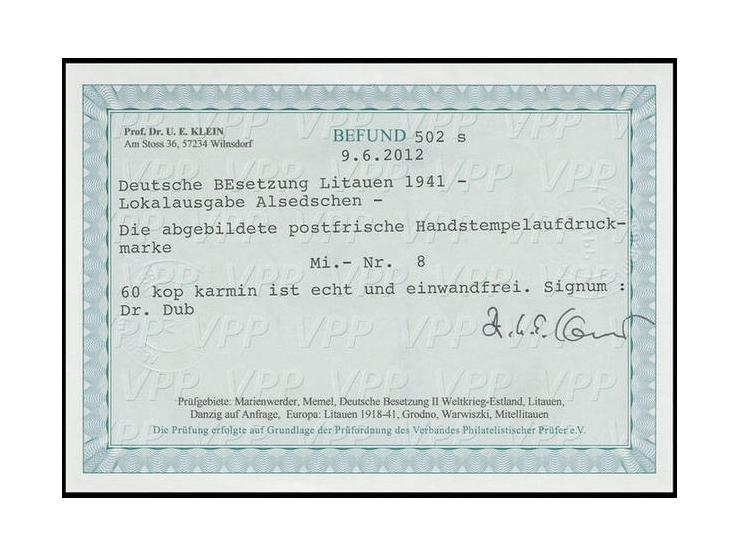60 K. karmin, postfrisch, Kabinett, Befund Klein
