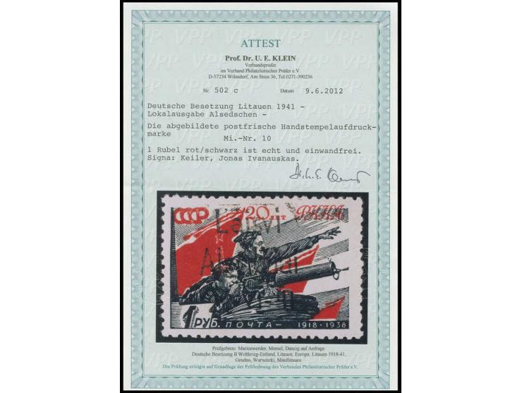 1 Rbl. rot/schwarz, postfrisch, Kabinett, eine sehr seltene Marke, u.a. sign. Keiler und Fotoattest Klein