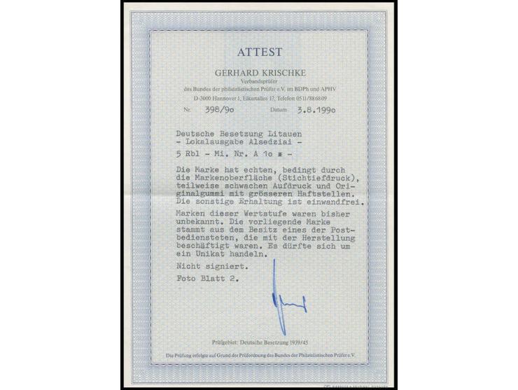 Lenin 5 Rbl. rotbraun, ungebraucht mit Haftstellen, Kabinett, die Marke stammt lt. Fotoattest Krischke BPP aus dem Besitz ein