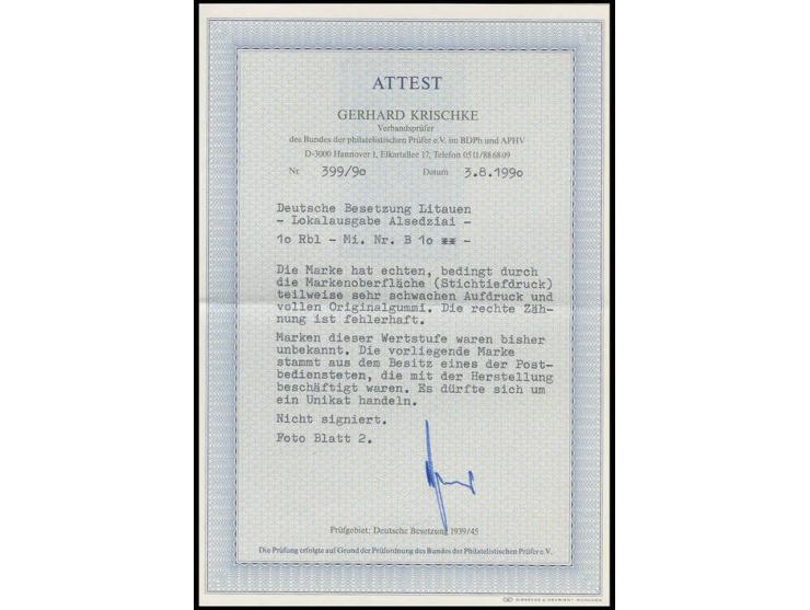 Lenin 10 Rbl. blauschwarz, sauber ungebraucht, ie rechte Zähnung etwas fehlerhaft, sonst einwandfrei, die Marke stammt lt. Fo