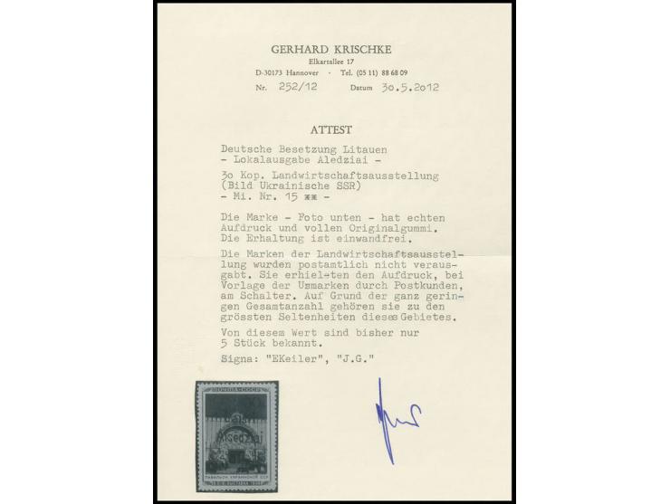 Ukrainische SSR 30 K., postfrisch, Kabinett, es sind bisher nur 5 Stück dieses Wertes bekannt, sign. Keiler und J.G. sowie Fo