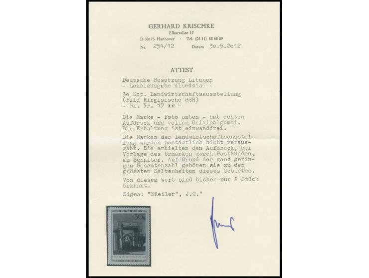 Kirgisische SSR 30 K., postfrisch, Kabinett, es sind bisher nur 2 Stück dieses Wertes bekannt, sign. Keiler und J.G. sowie Fo
