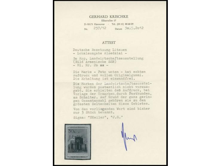 Armenische SSR 30 K., postfrisch, Kabinett, es sind bisher nur 3 Stück dieses Wertes bekannt, sign. Keiler und J.G. sowie Fot