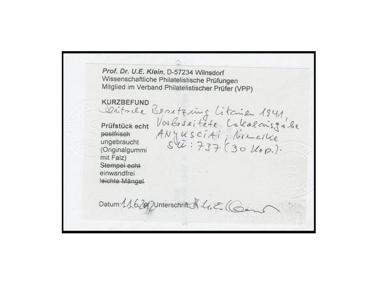 West-Ukraine und West-Weißrussland 30 K. mit Handstempelaufdruck, sauber ungebraucht, Kabinett, Kurzbefund Klein