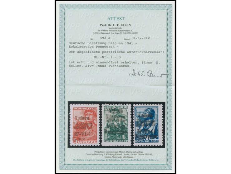 1941, 5-30 K. mit Handstempelaufdruck, postfrisch, Kabinett, Fotoattest Klein