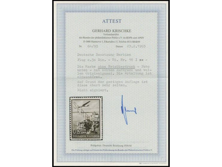 Flugpost 0.50 D. ohne Netzüberdruck, postfrisch, Kabinett, selten, Fotoattest Krischke BPP