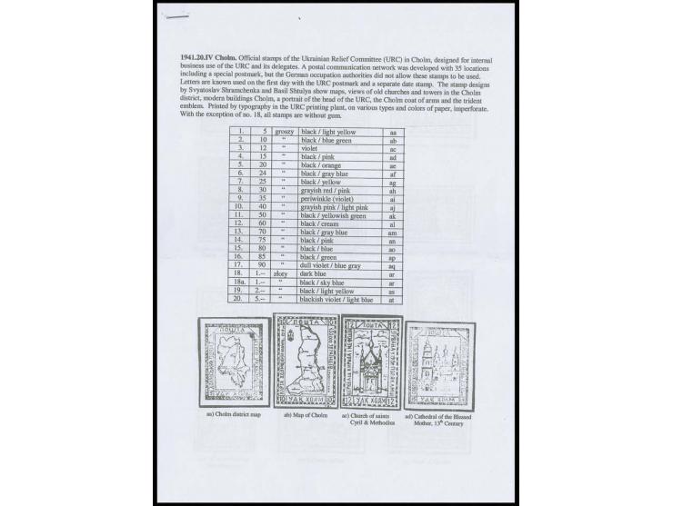 1941, Hilfspostmarken, alle 26 verschiedenen bekannten Werte aus der Übergangszeit 1941, 3 weitere Werte vom 11.IX.41 sowie d
