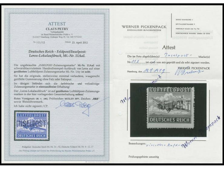 1945, Insel Leros gezähnt, Aufdruck in schwarzblauviolett (Type I), sauber ungebraucht mit minimal verlaufener Gummierung, Pr