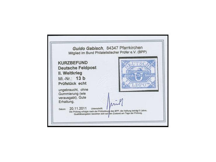 1945, U-Boot Hela blau, ohne Gummi wie verausgabt, Kabinett, sign. Pfenninger und Kurzbefund Gabisch BPP