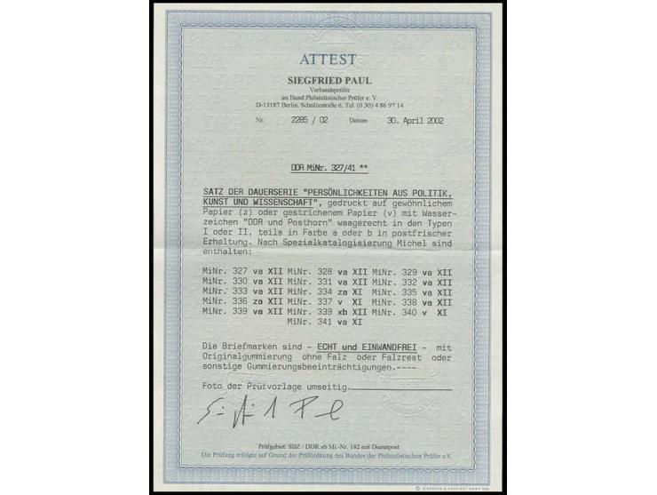 Persönlichkeiten 2-84 Pfg. kpl., inkl. 80 Pfg. "Lack", postfrisch, 60 Pfg. sign. Mayer BPP, einwandfrei, Fotoattest Paul BPP 