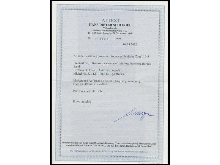 2-84 Pfg. mit doppeltem Aufdruck, postfrisch, sign. Dub, Fotoattest Schlegel BPP