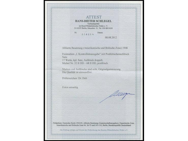 mit Netzaufdruck: 2-84 Pfg. mit doppeltem Aufdruck, postfrisch, sign. Dub, Fotoattest Schlegel BPP