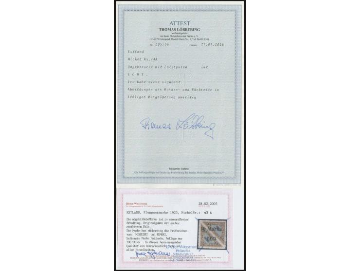 1923, Air mail 10 and 20 m. on 5 m., perforated, original gum with slight hinge remnants, signed Mikulski and Kumari, certifi