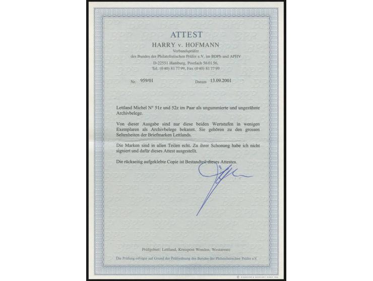 1920, Red Cross 20 and 40 kop., each as imperforated and ungummed horizontal proof pairs, certificate von Hoffmann BPP