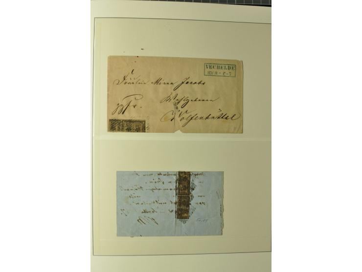 Nummern- und Ortsstempelsammlung in 5 Bänden mit einigen hundert Marken und Briefstücken sowie rund 190 Briefen und Ganzsache