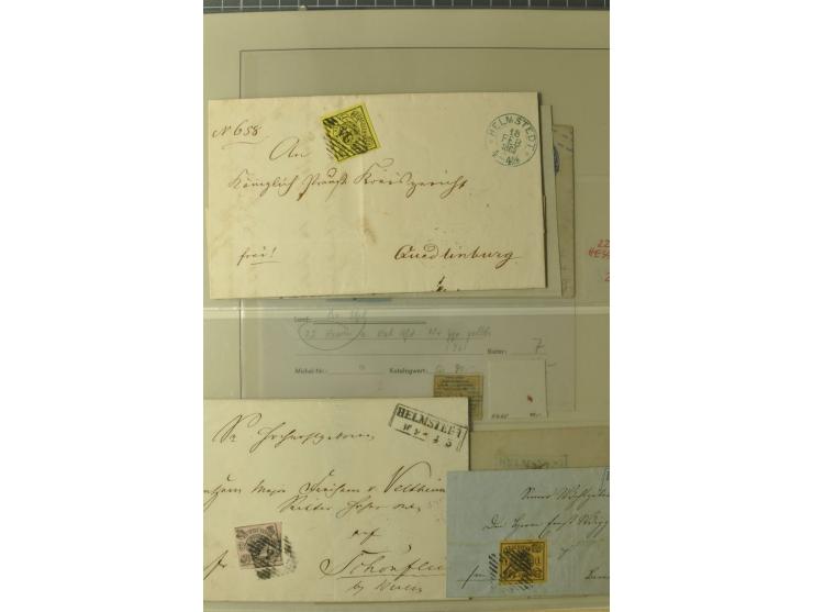 Nummern- und Ortsstempelsammlung in 5 Bänden mit einigen hundert Marken und Briefstücken sowie rund 190 Briefen und Ganzsache