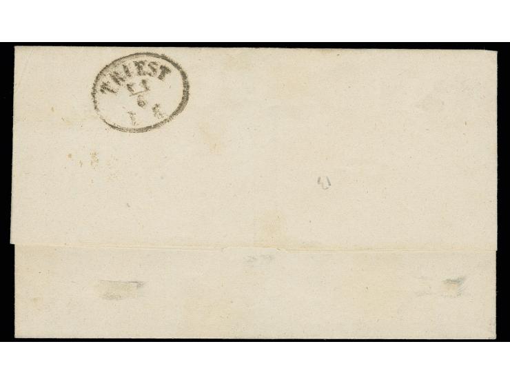 VORLÄUFER: 1863, 2 So. gelb, waagerechtes Paar, mit EKr. "CONSTANTINOPEL 6/6" (1868) auf Drucksache nach Triest mit Ankunftss