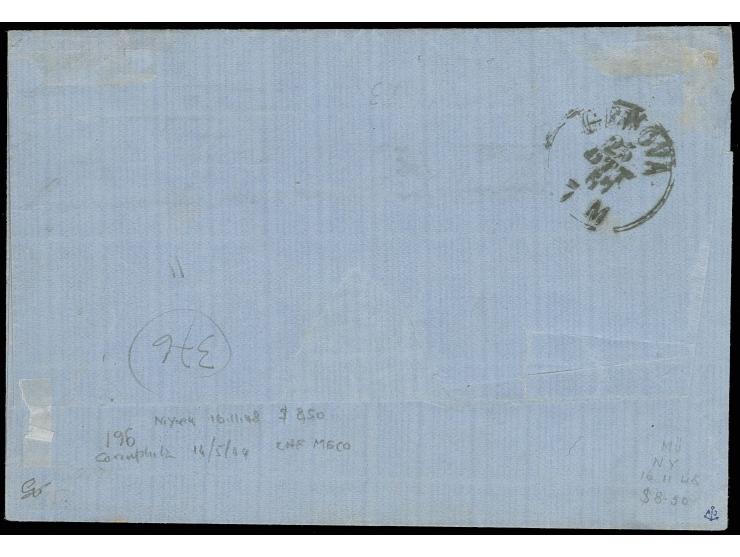 3 So. grün, 10 So. blau und 15 So. braun mit EKr. "LLOYD AGENZIE SMIRNE 18/10 (1867) auf Brief nach Genua mit Ankunftsstempel