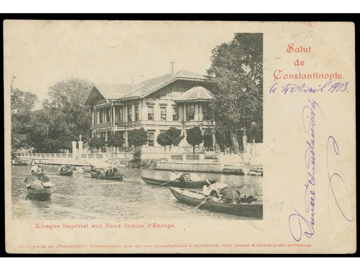 1900, 20 Pa. auf 10 H. mit DKr. "CAVALLA 6.4.03" auf Ansichtskarte nach Alost/Belgien mit Ankunftsstempel, leichte Gebrauchss