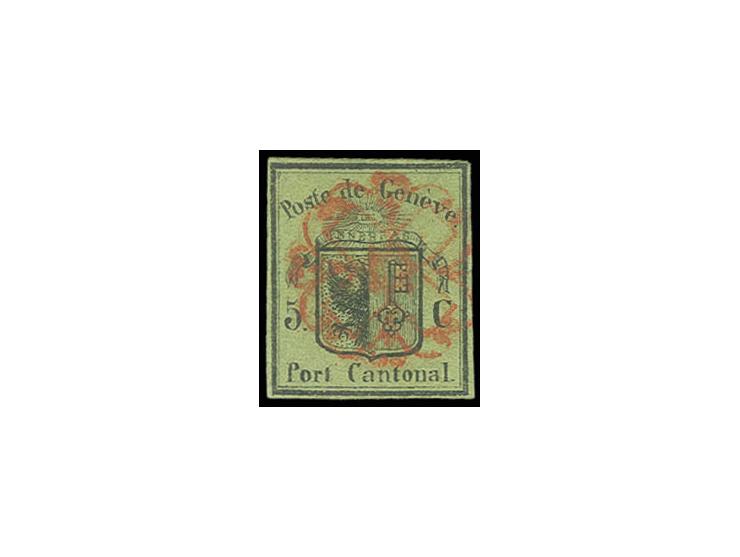 1845, kleines Wappen 5 C. schwarz auf lebhaftgelboliv, sauber gestempelte Sperati-Fälschung, gute Erhaltung, mit Bleistiftsig