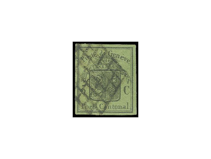 1846, großes Wappen 5 C. schwarz auf lebhaftgelboliv, sauber gestempelte Sperati-Fälschung, gute Erhaltung, mit Bleistiftsign