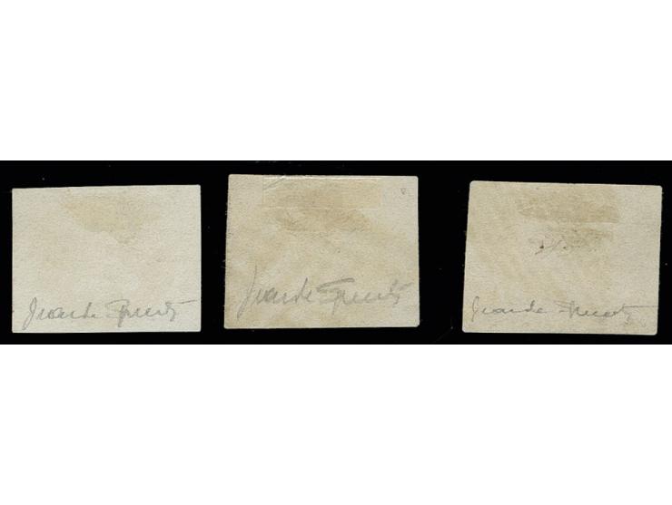 1849, Waadt 4 C. grauschwarz/bräunlichrot und 5 C. grauschwarz/bräunlichrot, gestempelte Sperati-Fälschungen, 4 C. in beiden 