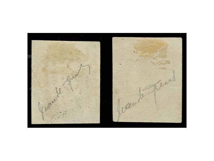 1849, Ceres 10 c. brun, oblitéré, faux de Spérati, deux types distincts , signés au crayon