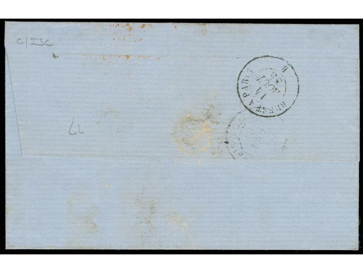 1853/61, 10 c. brun, 20 c. bleu et 3 valeurs  40 c. orange, petits défauts de marges, frais de couleur  avec oblit. PC "212" 