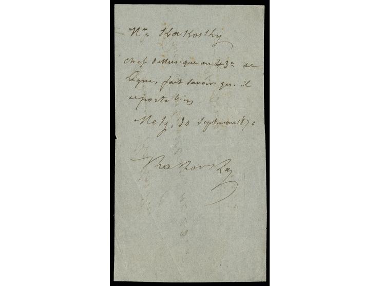 PAPILLONS DE METZ: 1870 "Papillon du Génie" daté "METZ 30. SEPT" adressé pour St. Denis et transporté le même jour, rare et e