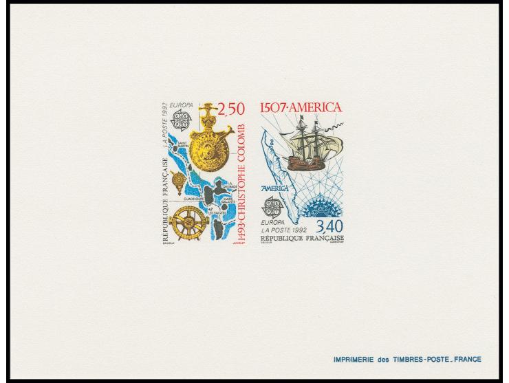 1992, Europa 2,50 fr. et 3,4 fr. Epreuve Collective, neuve sans gomme, trés beau