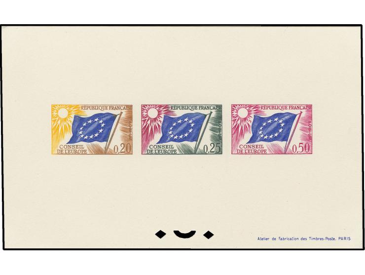 1963, Conseil de l'Europe 0,20-0,50 fr. Epreuve Collective neuve sans gomme, très beau