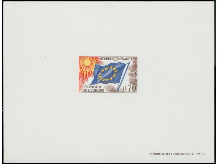 1963/71, Conseil de l'Europe 0,20-0,70 Fr. Epreuve de Luxe, neuve sans gomme, très beau