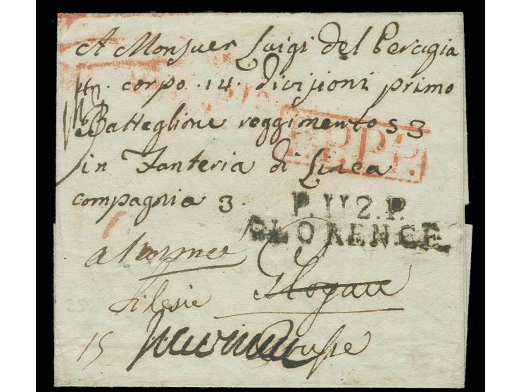 Poste militaire: 1812,"No.16DEB./GRANDE ARMEE" et "No.16/GRANDE ARMEE", chacun en rouge ainsi que "DEB./B.AU SEDENTAIRE/GRAND